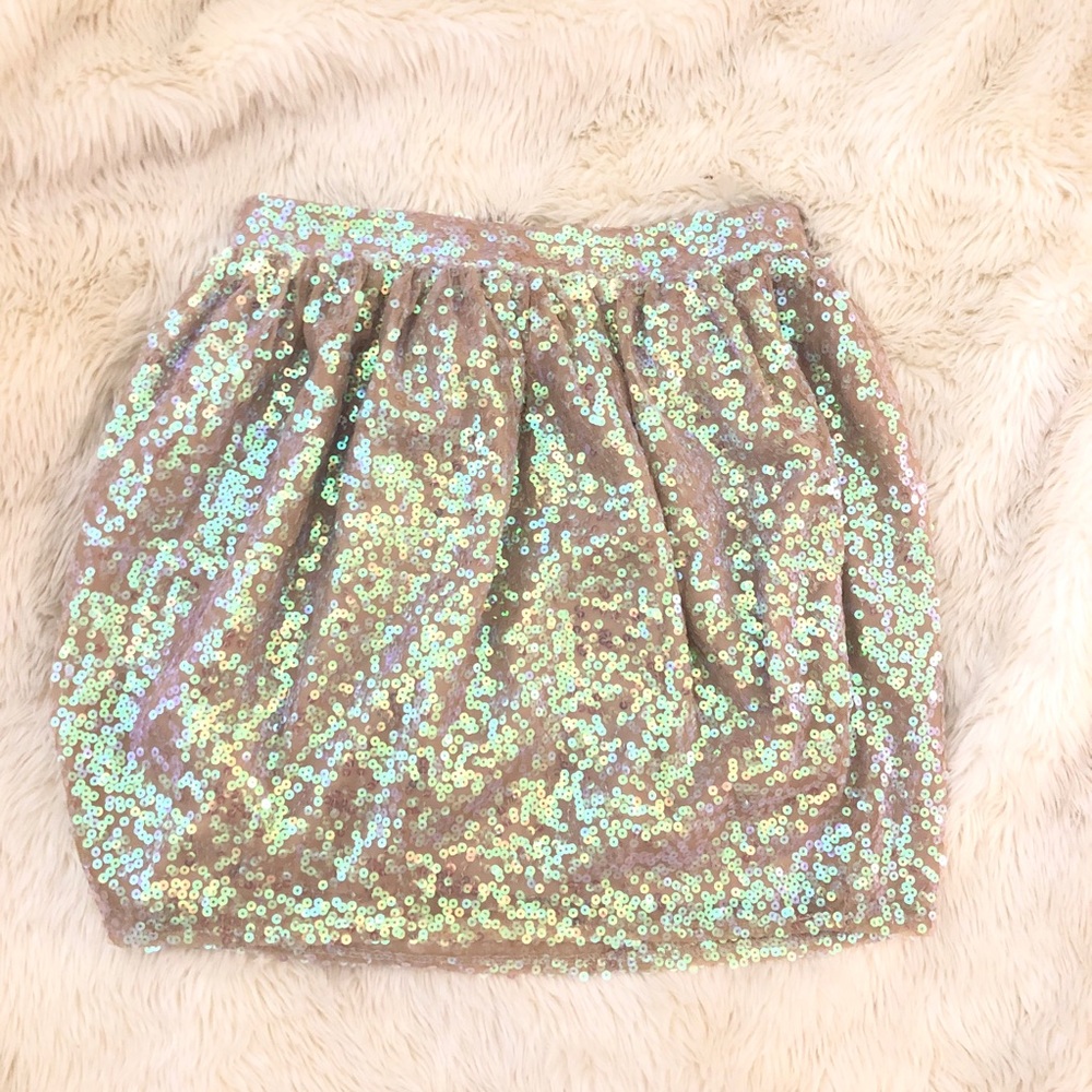 BCBG sequin gold mini skirt size 2